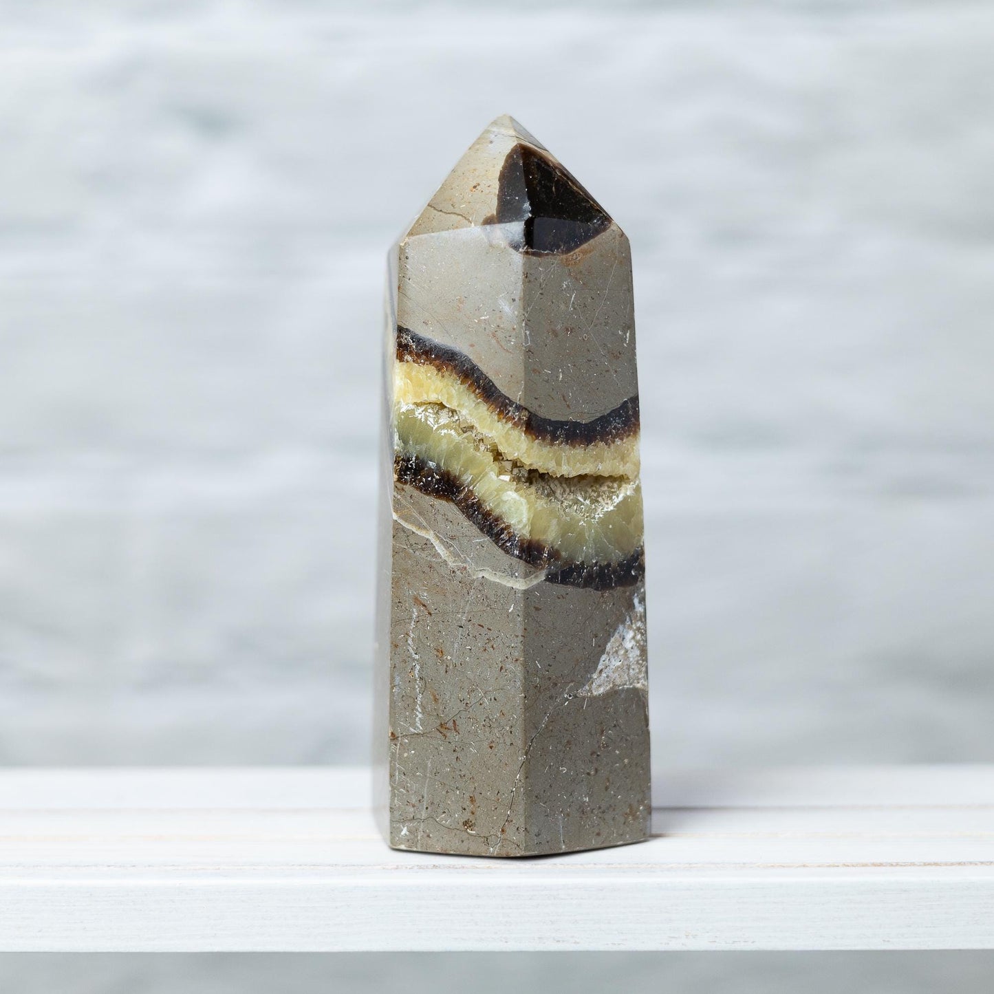 Large Septarian Point Tower, Polished Septarian Crystal Point, Natural Stone Specimen, Crystal Decor & Gift, Choose Size