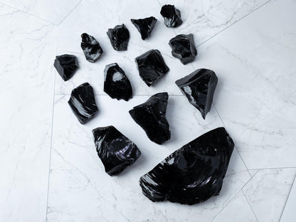 Raw Black Obsidian Stone, Natural Volcanic Glass Specimen, Rough Crystal, Collector Stone, Craft Supply, Choose Your Size
