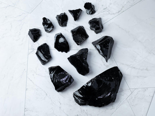 Raw Black Obsidian Stone, Natural Volcanic Glass Specimen, Rough Crystal, Collector Stone, Craft Supply, Choose Your Size