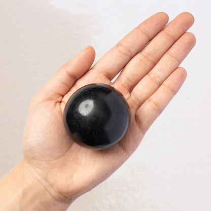 Black Onyx Sphere with Stand, Natural Polished Crystal Ball, Decorative Stone, Craft Supply, Display Piece, Sphere Decor, Crystal Gift