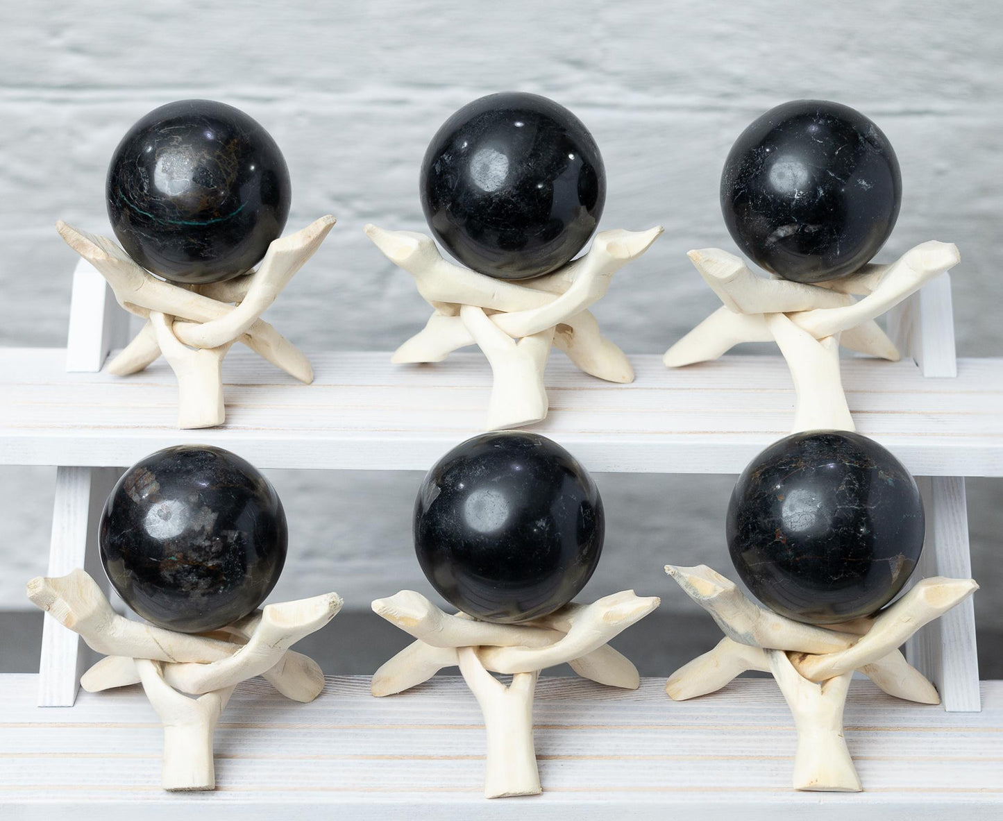 Black Tourmaline Sphere with Stand, Natural Polished Crystal Ball, Decorative Stone, Craft Supply, Display Piece, Crystal Gift