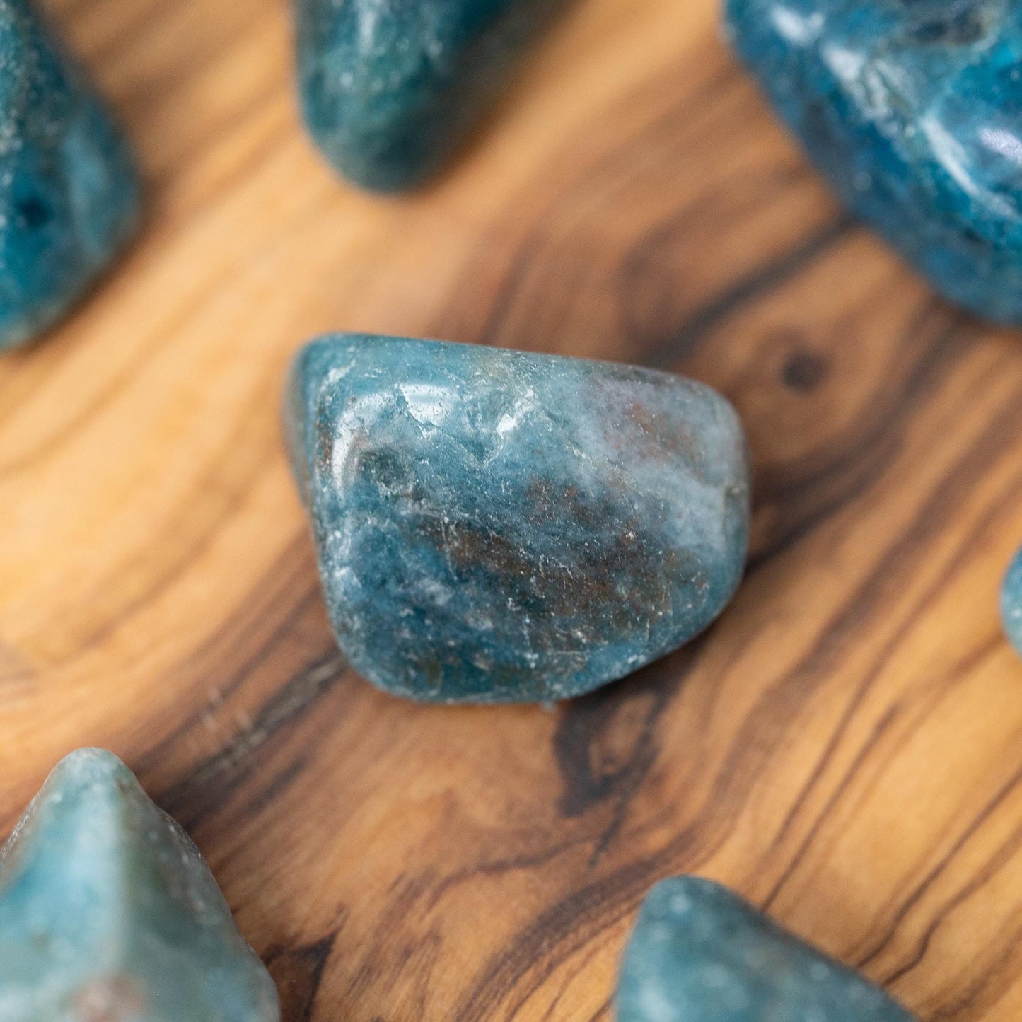 Blue Apatite Tumble Stone, Natural Polished Crystal, Small Pocket Stone, Craft Supply, Crystal Gift