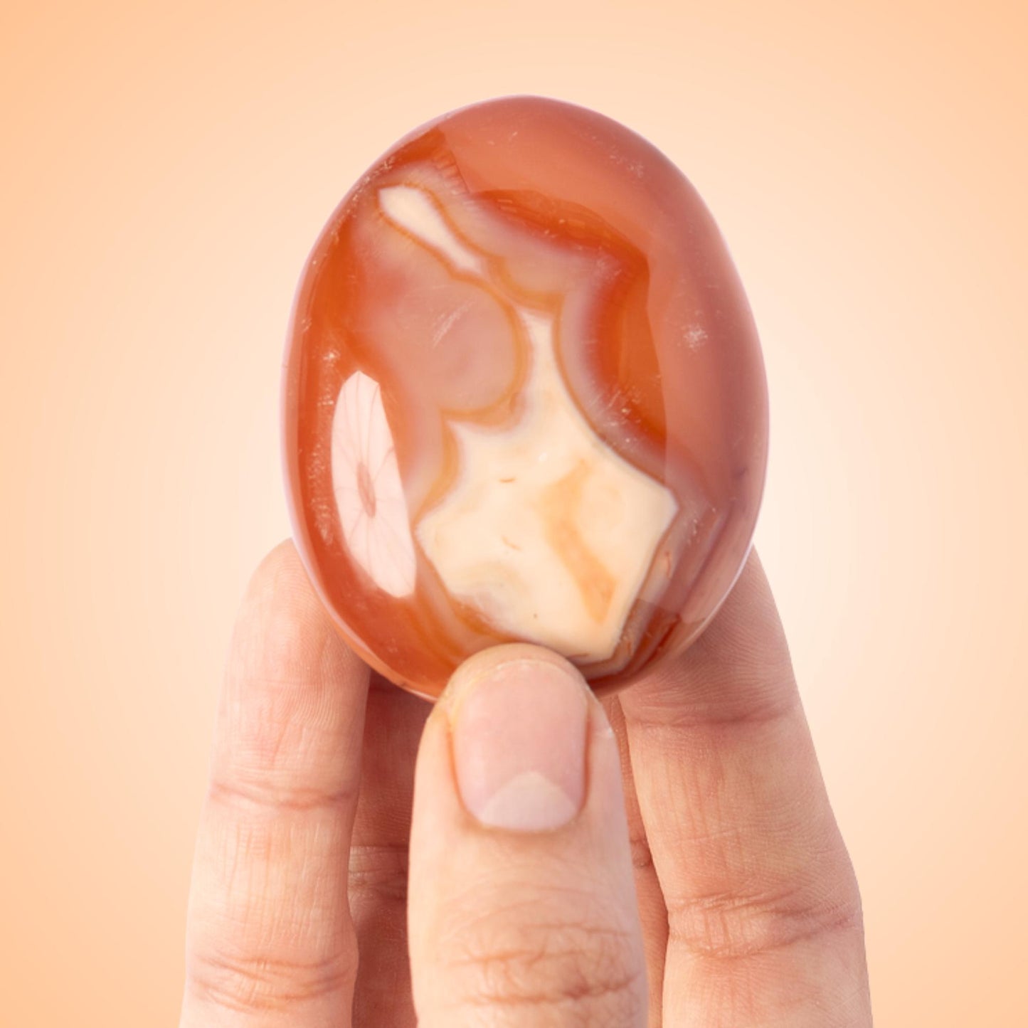 Carnelian Palm Stone, Natural Polished Crystal, Smooth Pocket Stone, Worry Stone, Craft Supply, Crystal Gift, Choose Your Size