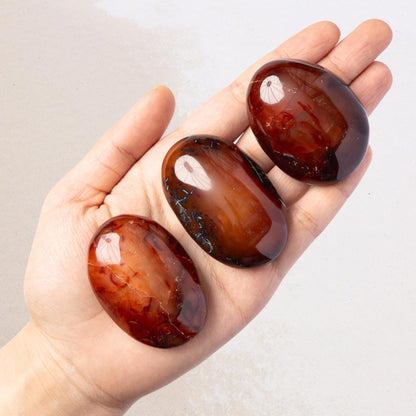 Carnelian Palm Stone, Natural Polished Crystal, Smooth Pocket Stone, Worry Stone, Craft Supply, Crystal Gift, Choose Your Size