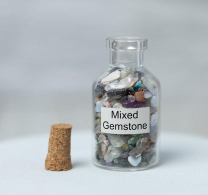 Crystal Chip Bottles, Mini Gemstone Chips in Glass Jar, Jewelry Making, Resin Art, Craft Supply, Crystal Gift