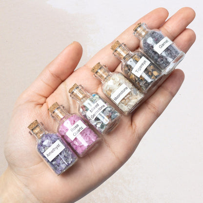 Crystal Chip Bottles, Mini Gemstone Chips in Glass Jar, Jewelry Making, Resin Art, Craft Supply, Crystal Gift