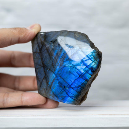 Labradorite Crystal Freeform Slab, Polished Front with Natural Raw Back, High Flash Labradorite, Natural Crystal Specimen, Crystal Gift