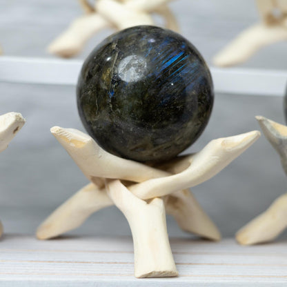 Labradorite Sphere with Stand, Polished High Flash Crystal Ball, Natural Stone Specimen, Crystal Gift