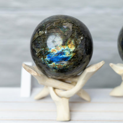 Labradorite Sphere with Stand, Polished High Flash Crystal Ball, Natural Stone Specimen, Crystal Gift