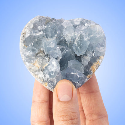 Celestite Heart, Natural Blue Celestite Crystal, Raw Crystal Specimen, Crystal Gift & Decor, Choose Size