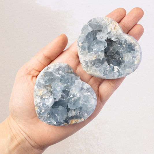Celestite Heart, Natural Blue Celestite Crystal, Raw Crystal Specimen, Crystal Gift & Decor, Choose Size