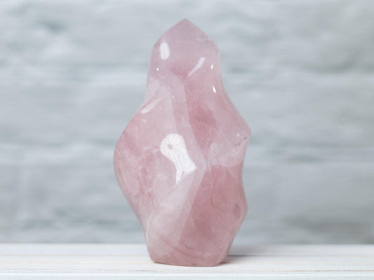 Rose Quartz Flame, Natural Hand Carved Crystal, Decorative Stone for Home Decor, Crafting, Crystal Gift