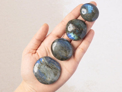 Labradorite Pebble Shaped Palm Stone, Natural Polished Labradorite Crystal, Craft Supply, Worry Stone, Crystal Gift, Choose Your Size