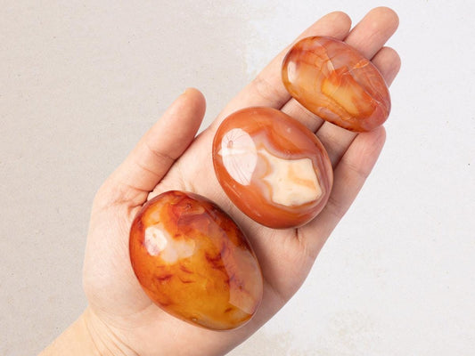 Carnelian Palm Stone, Natural Polished Crystal, Smooth Pocket Stone, Worry Stone, Craft Supply, Crystal Gift, Choose Your Size
