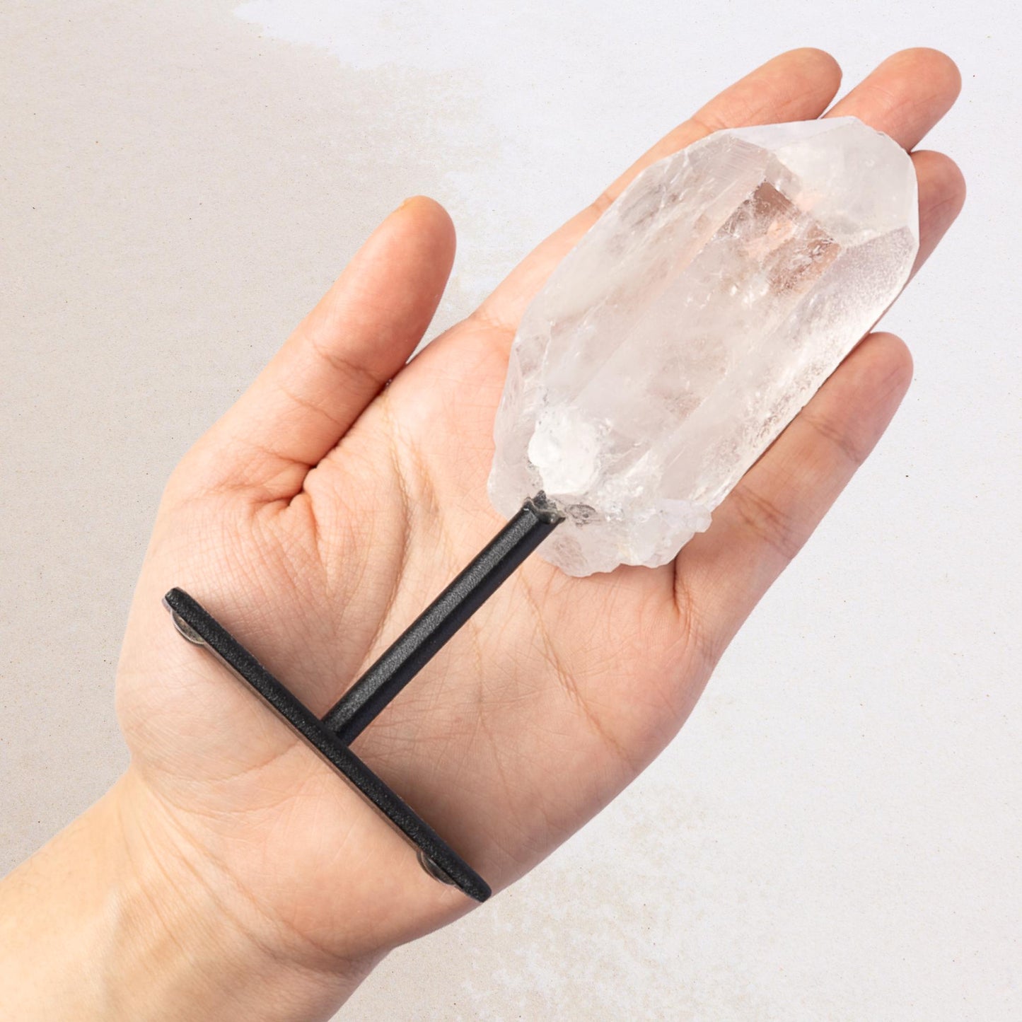 Clear Quartz Crystal Point on Stand, Natural Crystal Tower, Mounted Stone Specimen, Crystal Gift