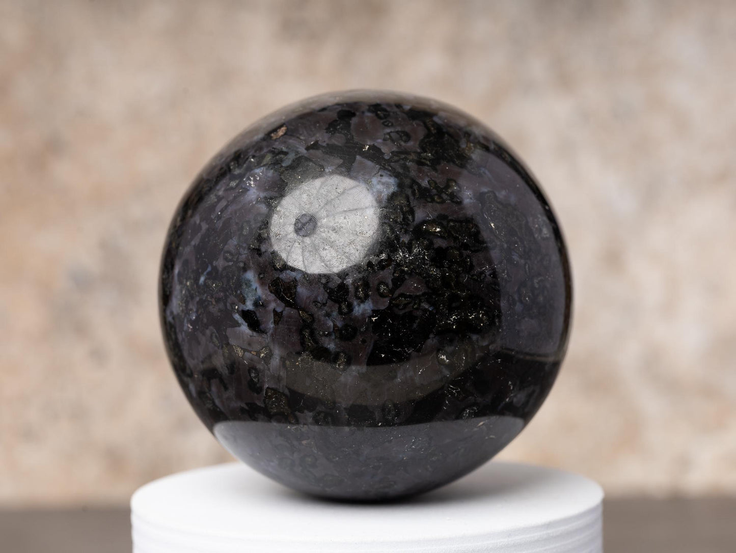 Indigo Gabbro Sphere with Stand, Polished Crystal Ball, Natural Stone Specimen, Sphere Decor, Crystal Gift