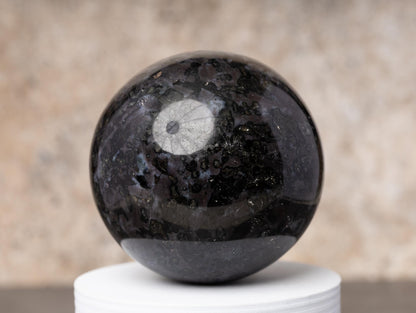 Indigo Gabbro Sphere with Stand, Polished Crystal Ball, Natural Stone Specimen, Sphere Decor, Crystal Gift