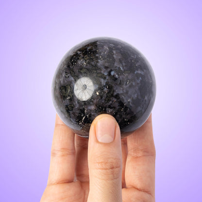 Indigo Gabbro Sphere with Stand, Polished Crystal Ball, Natural Stone Specimen, Sphere Decor, Crystal Gift