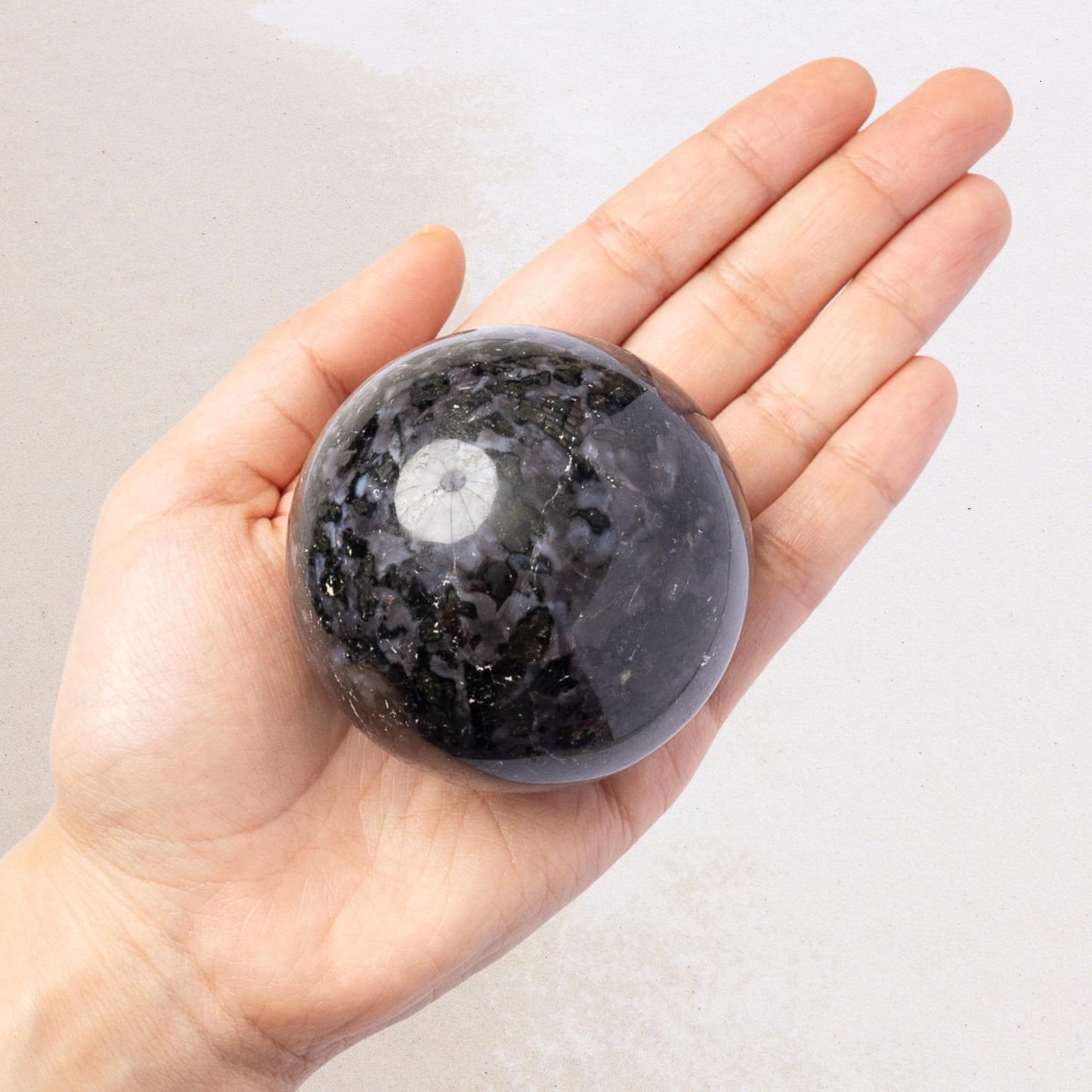Indigo Gabbro Sphere with Stand, Polished Crystal Ball, Natural Stone Specimen, Sphere Decor, Crystal Gift