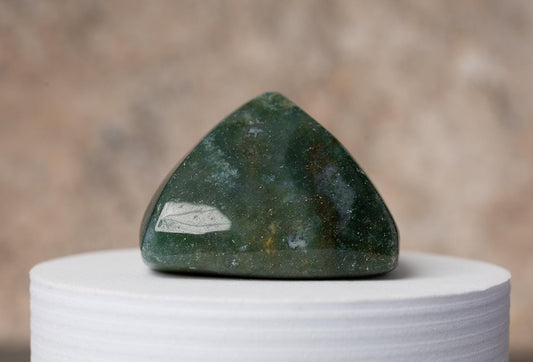 Moss Agate Mini Pyramid, Polished Crystal Pyramid, Natural Stone, Small Crystal Decor, Crystal Gift