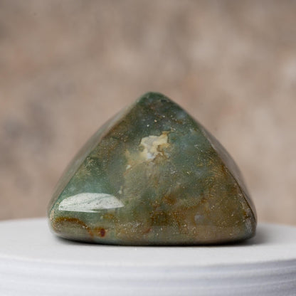 Moss Agate Mini Pyramid, Polished Crystal Pyramid, Natural Stone, Small Crystal Decor, Crystal Gift