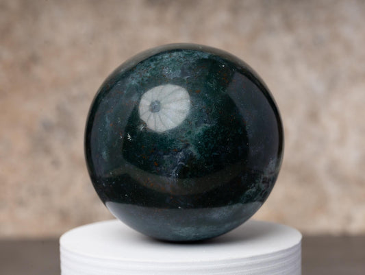 Moss Agate Sphere with Stand, Polished Crystal Ball, Natural Stone Specimen, Sphere Decor, Crystal Gift, Choose Size