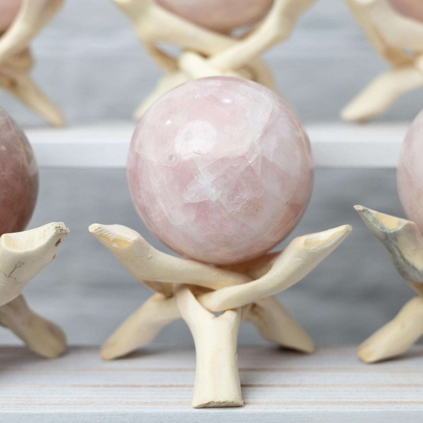 Rose Quartz Sphere with Stand, Polished Pink Crystal Ball, Natural Stone Specimen, Sphere Decor, Crystal Gift, Choose Size