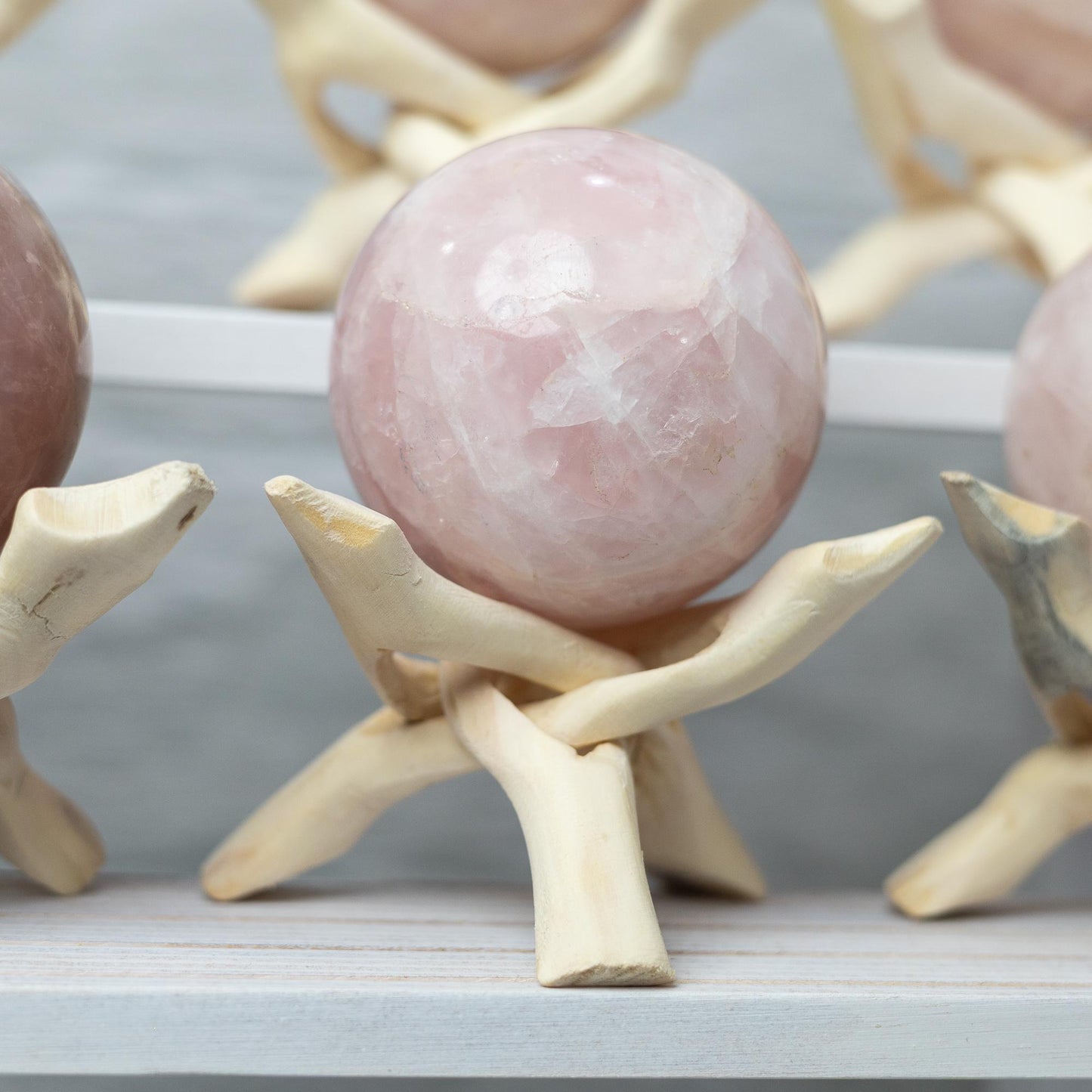 Rose Quartz Sphere with Stand, Polished Pink Crystal Ball, Natural Stone Specimen, Sphere Decor, Crystal Gift, Choose Size
