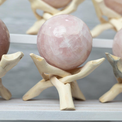 Rose Quartz Sphere with Stand, Polished Pink Crystal Ball, Natural Stone Specimen, Sphere Decor, Crystal Gift, Choose Size