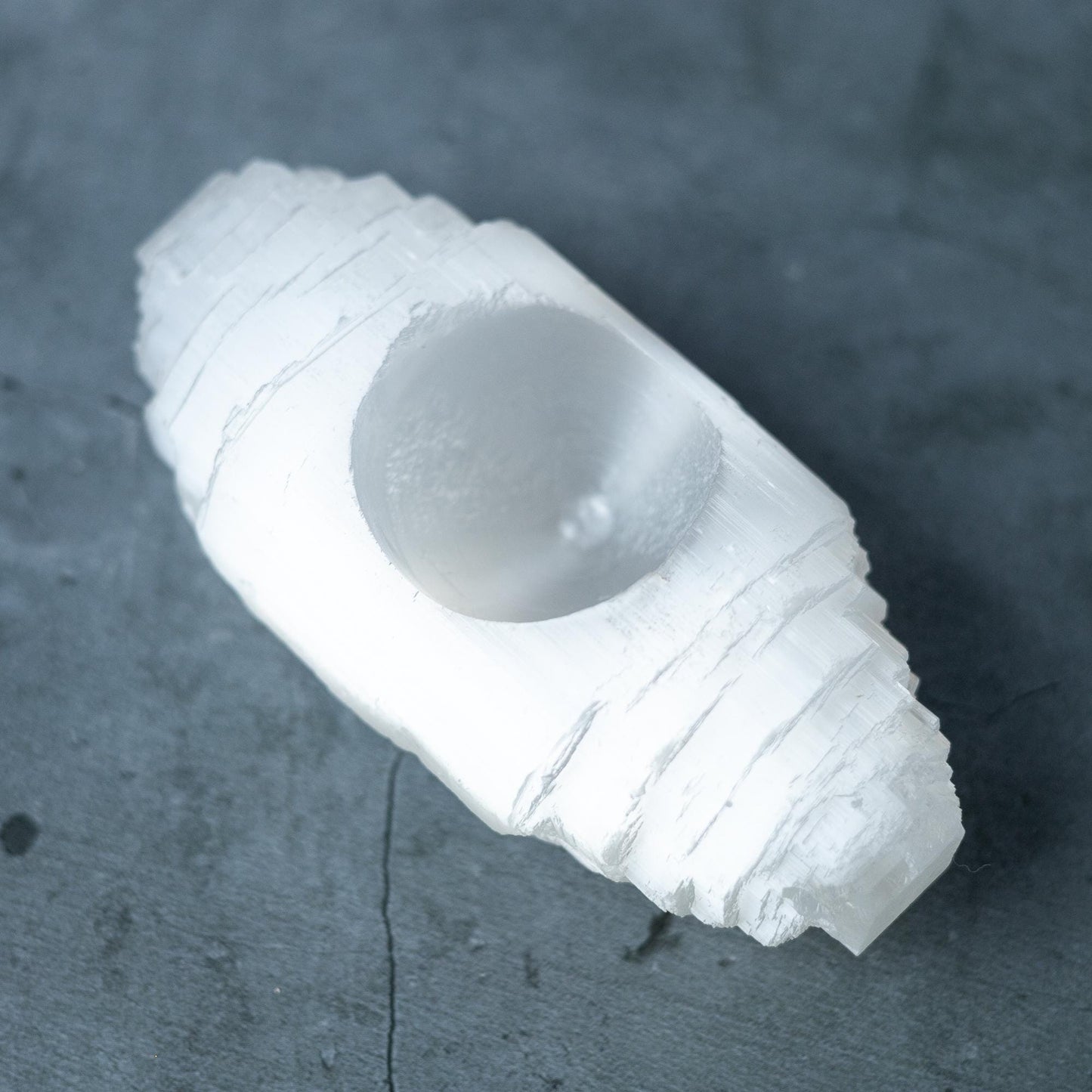 Selenite Log Candle Holder, Rough Cut Crystal Tea Light Holder, Selenite Crystal Decor, Crystal Gift
