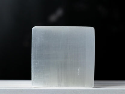 Selenite Crystal Cube, White Crystal Block, Natural Stone Cube, Craft Supply, Crystal Gift, Crystal Decor, 2.5 Inch