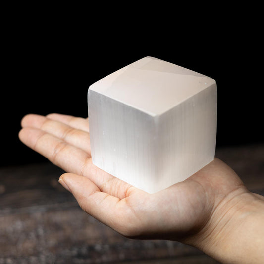 Selenite Crystal Cube, White Crystal Block, Natural Stone Cube, Craft Supply, Crystal Gift, Crystal Decor, 2.5 Inch