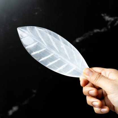 Selenite Crystal Leaf, Selenite Wand, Natural Crystal Decor, Craft Supply, Crystal Gift, 7.75 Inch