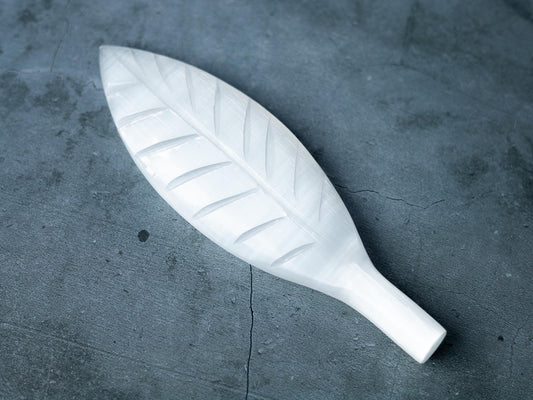 Selenite Crystal Leaf, Selenite Wand, Natural Crystal Decor, Craft Supply, Crystal Gift, 7.75 Inch