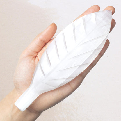 Selenite Crystal Leaf, Selenite Wand, Natural Crystal Decor, Craft Supply, Crystal Gift, 7.75 Inch