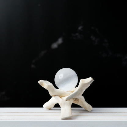 Selenite Sphere with Stand, Selenite Crystal Ball, Natural Crystal Decor, Crystal Gift, Choose Size