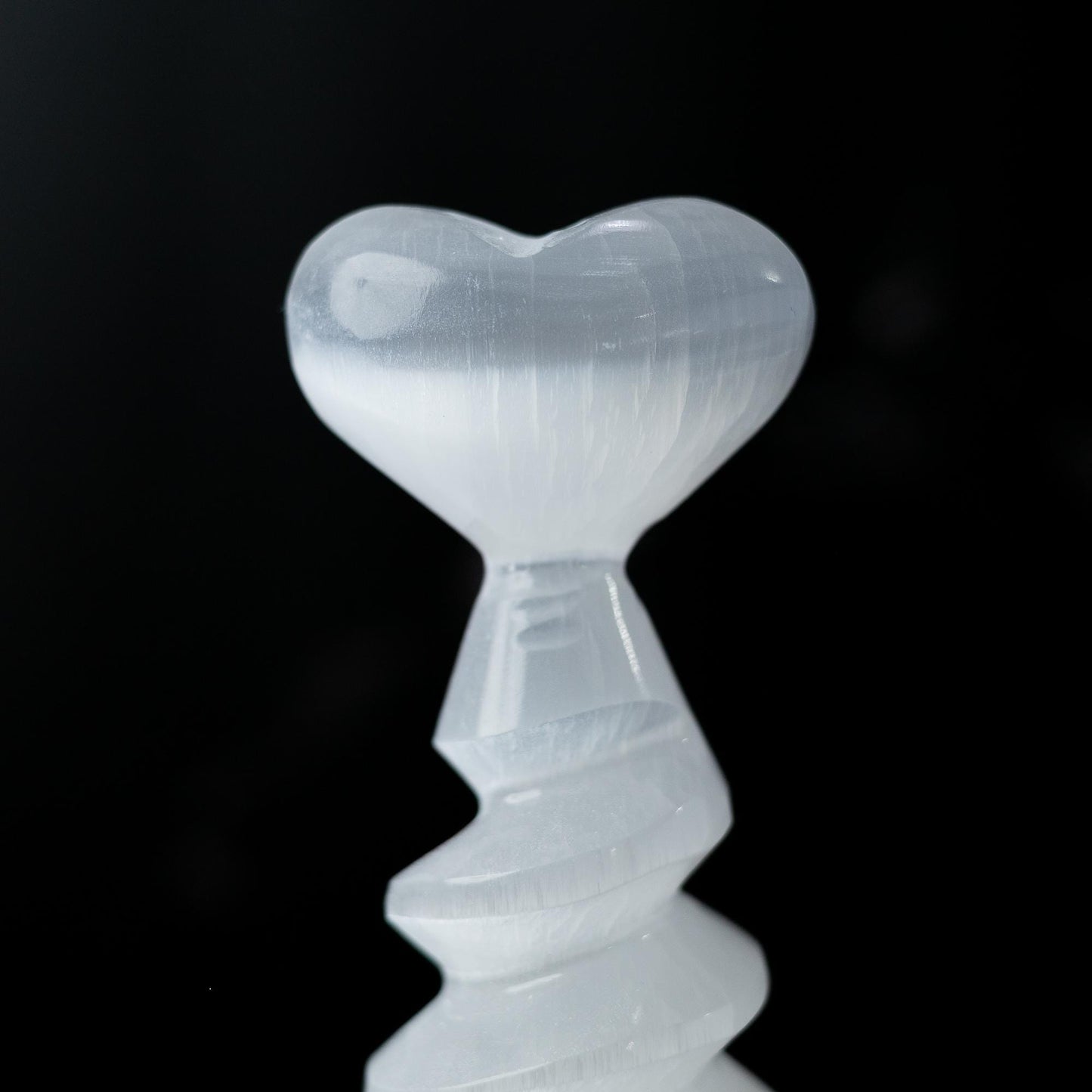 Selenite Spiral Tower with Heart Top, Selenite Crystal Tower, Natural Crystal Decor, Crystal Gift, Choose Size