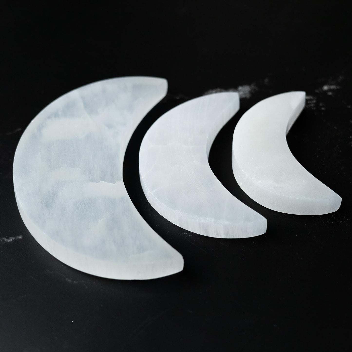 Selenite Moon Plate, Flat Crystal Plate, Crystal Stone Holder, Natural Selenite Gift, Crystal Decor, Choose Size