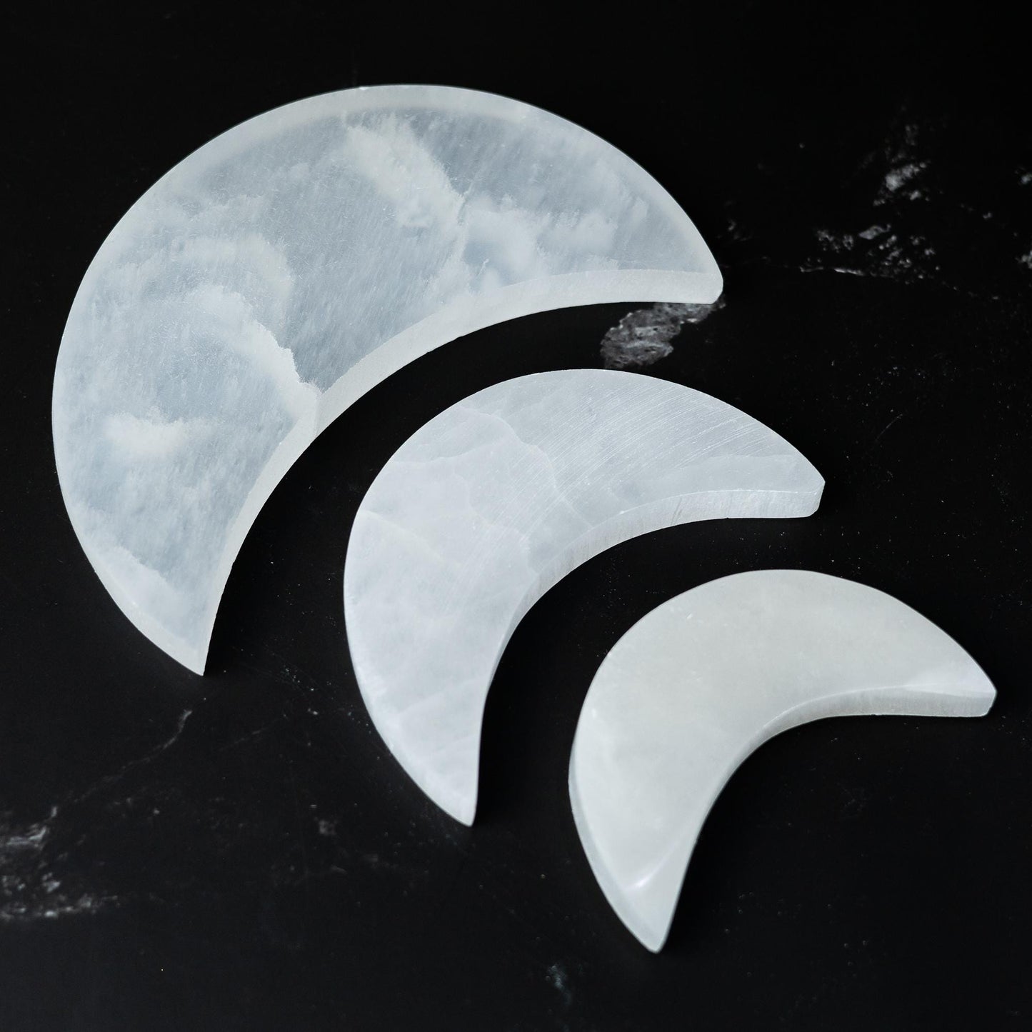 Selenite Moon Plate, Flat Crystal Plate, Crystal Stone Holder, Natural Selenite Gift, Crystal Decor, Choose Size
