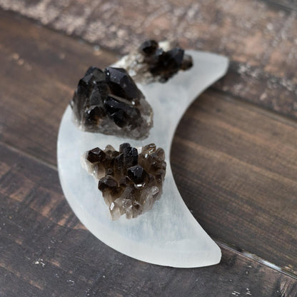 Selenite Moon Plate, Flat Crystal Plate, Crystal Stone Holder, Natural Selenite Gift, Crystal Decor, Choose Size