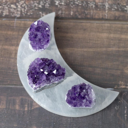 Selenite Moon Plate, Flat Crystal Plate, Crystal Stone Holder, Natural Selenite Gift, Crystal Decor, Choose Size