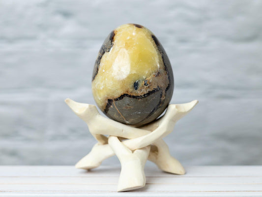 Septarian Egg with Stand, Natural Septarian Crystal Egg, Polished Stone Specimen, Crystal Decor, Crystal Gift