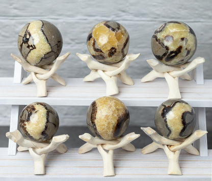 Septarian Sphere with Stand, Polished Septarian Crystal Ball, Natural Stone Specimen, Crystal Decor & Gift, Choose Size