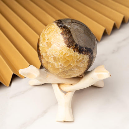 Septarian Sphere with Stand, Polished Septarian Crystal Ball, Natural Stone Specimen, Crystal Decor & Gift, Choose Size