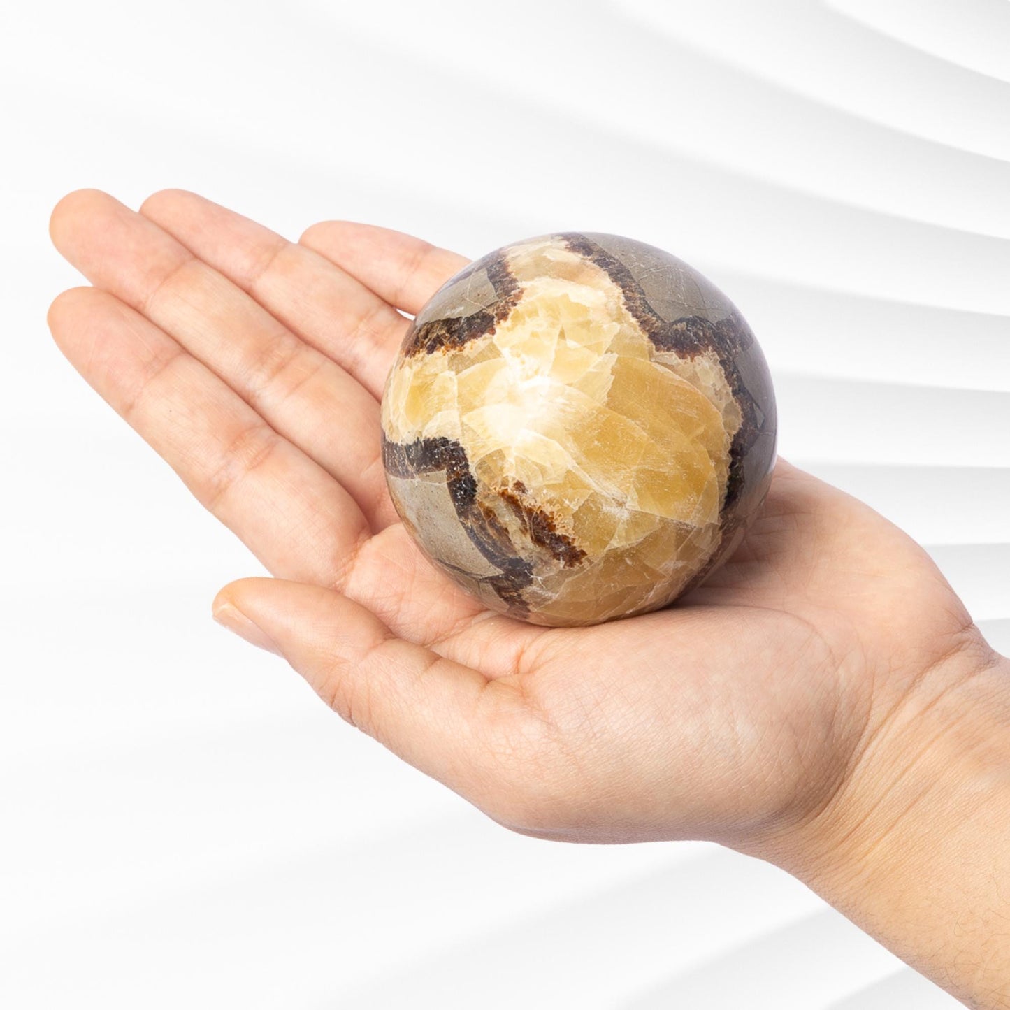Septarian Sphere with Stand, Polished Septarian Crystal Ball, Natural Stone Specimen, Crystal Decor & Gift, Choose Size