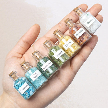Crystal Chip Bottles, Mini Gemstone Chips in Glass Jar, Jewelry Making, Resin Art, Craft Supply, Crystal Gift