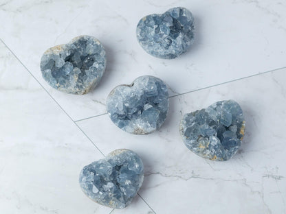 Celestite Heart, Natural Blue Celestite Crystal, Raw Crystal Specimen, Crystal Gift & Decor, Choose Size