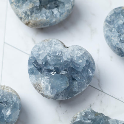 Celestite Heart, Natural Blue Celestite Crystal, Raw Crystal Specimen, Crystal Gift & Decor, Choose Size