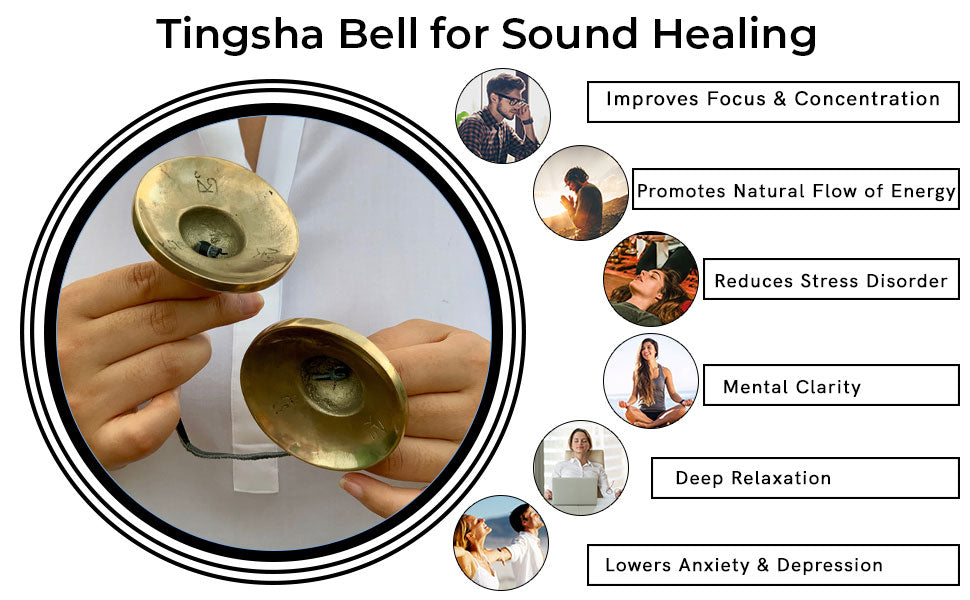 Tingsha Bells with 7 Chakra Crystal Set, Zipper Gift Case for Tingsha Cymbals, Meditating Gifts, Sound Healing, Chakra Healing, Reiki Tool