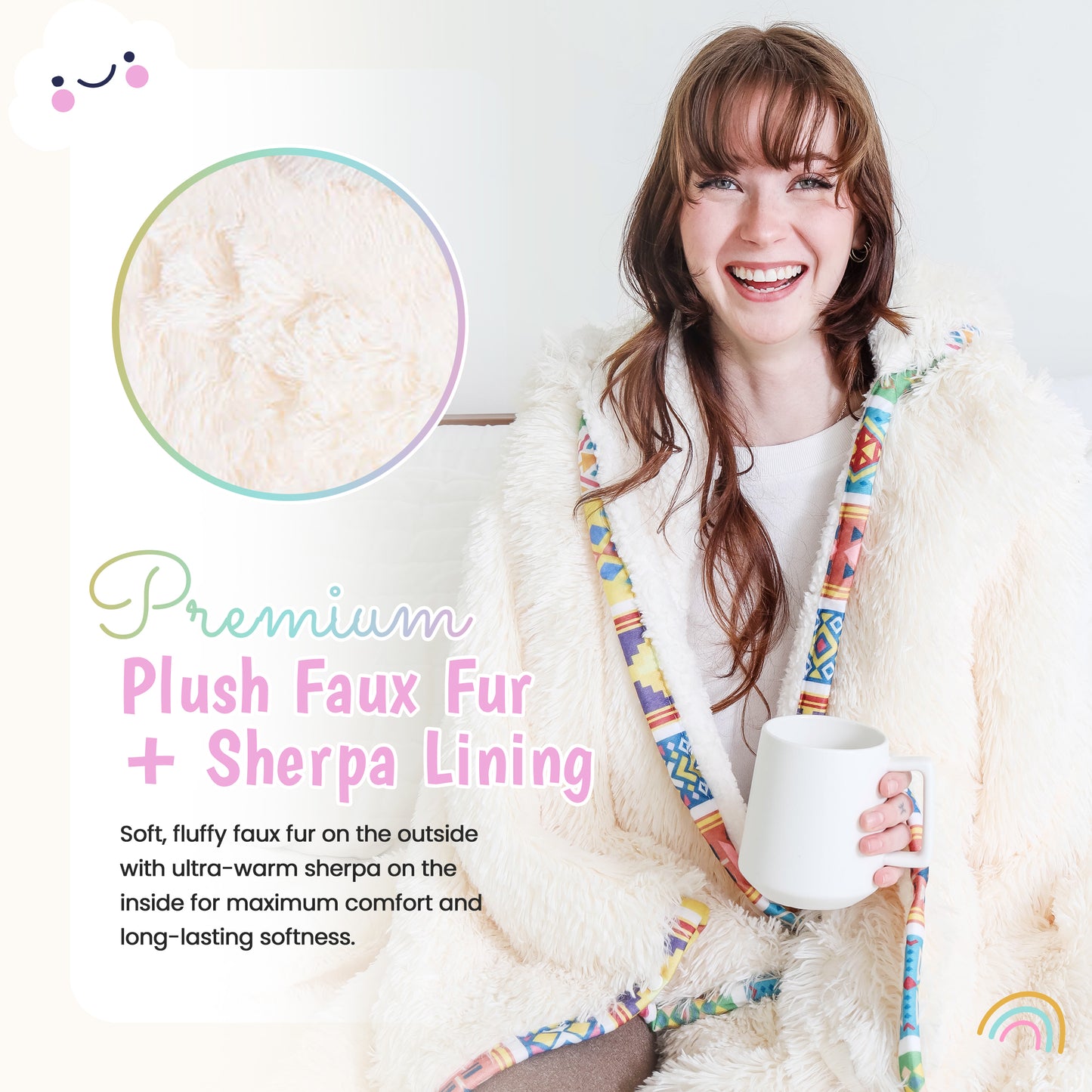 Llama Wearable Hooded Blanket - Cozy Oversized Blanket Hoodie with Claws Hand Gloves - Plush Flurry Fleece & Sherpa Hoodie - Gift for Women, Adults, and Kids